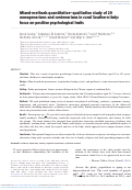 Cover page: Mixed-methods quantitative-qualitative study of 29 nonagenarians and centenarians in rural Southern Italy: focus on positive psychological traits.