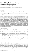 Cover page: Probability, Professionalism, and Protecting Taxpayers