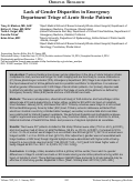 Cover page: Lack of Gender Disparities in Emergency Department Triage of Acute Stroke Patients