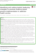 Cover page: Identifying and ranking implicit leadership strategies to promote evidence-based practice implementation in addiction health services