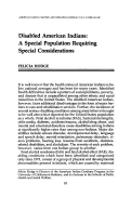 Cover page: Disabled American Indians: A Special Population Requiring Special Considerations