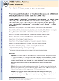 Cover page: Predictors and Moderators of Treatment Response in Childhood Anxiety Disorders: Results From the CAMS Trial