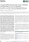 Cover page: A Novel lncRNA IHS Promotes Tumor Proliferation and Metastasis in HCC by Regulating the ERK- and AKT/GSK-3β-Signaling Pathways.