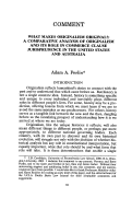 Cover page: What Makes Originalism Original? A Comparative Analysis of Originalism and Its Role in Commerce Clause Jurisprudence in the United States and Australia