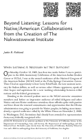 Cover page: Beyond Listening: Lessons for Native/American Collaborations from the Creation of The Nakwatsvewat Institute