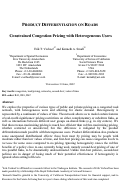 Cover page: Product Differentiation on Roads: Constrained Congestion Pricing with Heterogeneous Users