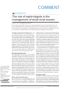 Cover page: The role of nephrologists in the management of small renal masses
