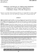 Cover page: Challenges and Strategies for Implementing Battlefield Acupuncture in the Veterans Administration: A Qualitative Study of Provider Perspectives