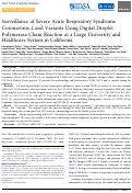 Cover page: Surveillance of Severe Acute Respiratory Syndrome Coronavirus 2 and Variants Using Digital Droplet Polymerase Chain Reaction at a Large University and Healthcare System in California