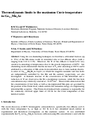 Cover page: Thermodynamic limits to the maximum Curie temperature in 
Ga1-xMnxAs