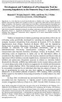 Cover page: Development and Validation of a Psychometric Tool forAssessing Impulsivity in the Domestic Dog ( Canis familiaris)