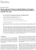 Cover page: Shorter Leukocyte Telomere Length in Relation to Presumed Nonalcoholic Fatty Liver Disease in Mexican-American Men in NHANES 1999–2002