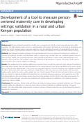 Cover page: Development of a tool to measure person-centered maternity care in developing settings: validation in a rural and urban Kenyan population