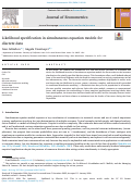 Cover page of Likelihood specification in simultaneous equation models for discrete data