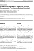 Cover page: Unintended Complication of Intracranial Subdural Hematoma after Percutaneous Epidural Neuroplasty