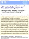 Cover page: Hippocampal synaptic failure is an early event in experimental parkinsonism with subtle cognitive deficit.