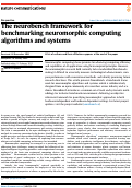 Cover page of The neurobench framework for benchmarking neuromorphic computing algorithms and systems.