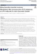 Cover page: Mitochondria transfer restores fibroblasts-like synoviocytes (FLS) plasticity in LPS-induced, in vitro synovitis model