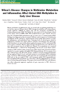 Cover page: Wilson's disease: Changes in methionine metabolism and inflammation affect global DNA methylation in early liver disease