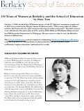 Cover page: 150 Years of Women at Berkeley, and the School of Education