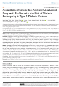 Cover page: Association of Serum Bile Acid and Unsaturated Fatty Acid Profiles with the Risk of Diabetic Retinopathy in Type 2 Diabetic Patients.