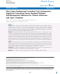 Cover page: Pilot Cluster Randomized Controlled Trial of Integrative Nutritional Counseling Versus Standard Diabetes Self-Management Education for Chinese Americans with Type 2 Diabetes