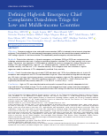 Cover page: Defining High‐risk Emergency Chief Complaints: Data‐driven Triage for Low‐ and Middle‐income Countries