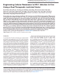Cover page: Engineering Cellular Resistance to HIV-1 Infection In Vivo Using a Dual Therapeutic Lentiviral Vector