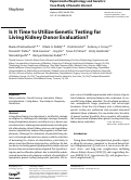 Cover page: Is It Time to Utilize Genetic Testing for Living Kidney Donor Evaluation?