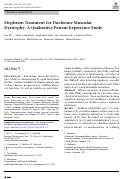 Cover page: Eteplirsen Treatment for Duchenne Muscular Dystrophy: A Qualitative Patient Experience Study.