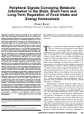Cover page: Peripheral Signals Conveying Metabolic Information to the Brain: Short-Term and Long-Term Regulation of Food Intake and Energy Homeostasis