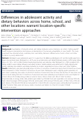 Cover page: Differences in adolescent activity and dietary behaviors across home, school, and other locations warrant location-specific intervention approaches