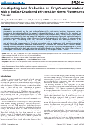 Cover page: Investigating Acid Production by Streptococcus mutans with a Surface-Displayed pH-Sensitive Green Fluorescent Protein