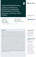 Cover page: Exploring Working Memory Capacity and Efficiency Processes to Understand Working Memory Training Outcomes in Primary School Children.