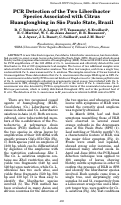 Cover page: PCR Detection of the Two Liberibacter Species Associated with Citrus Huanglongbing in São Paulo State, Brazil