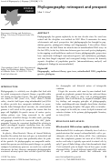 Cover page: Phylogeography: retrospect and prospect