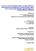 Cover page of Lessons Learned and Next Steps in Energy Efficiency Measurement and Attribution: Energy Savings, Net to Gross, Non-Energy Benefits, and Persistence of Energy Efficiency Behavior