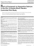Cover page: Effect of Flumazenil on Hypoactive Delirium in the ICU: A Double-Blind, Placebo-Controlled Pilot Study