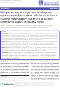 Cover page: Multiple intravenous injections of allogeneic equine mesenchymal stem cells do not induce a systemic inflammatory response but do alter lymphocyte subsets in healthy horses