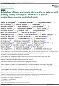 Cover page: Seladelpar efficacy and safety at 3 months in patients with primary biliary cholangitis: ENHANCE, a phase 3, randomized, placebo-controlled study.