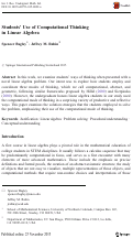 Cover page: Students’ Use of Computational Thinking in Linear Algebra