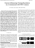 Cover page: Factors influencing timing resolution in a commercial LSO PET camera