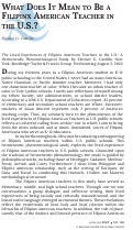 Cover page: What does it mean to be a Filipinx American Teacher in the U.S.?