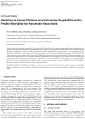 Cover page: Variation in Annual Volume at a University Hospital Does Not Predict Mortality for Pancreatic Resections