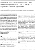 Cover page: Fabrication and characterization of a 0.5-mm lutetium oxyorthosilicate detector array for high-resolution PET applications