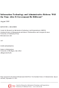 Cover page of Information Technology and Administrative Reform: Will the Time After E-Government Be Different?