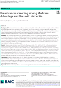 Cover page: Breast cancer screening among Medicare Advantage enrollees with dementia.