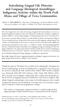 Cover page: Articulating Lingual Life Histories and Language Ideological Assemblages: Indigenous Activists within the North Fork Mono and Village of Tewa Communities