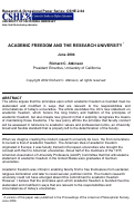 Cover page of Academic Freedom and the Research University