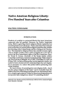 Cover page: Native American Religious Liberty: Five Hundred Years after Columbus
